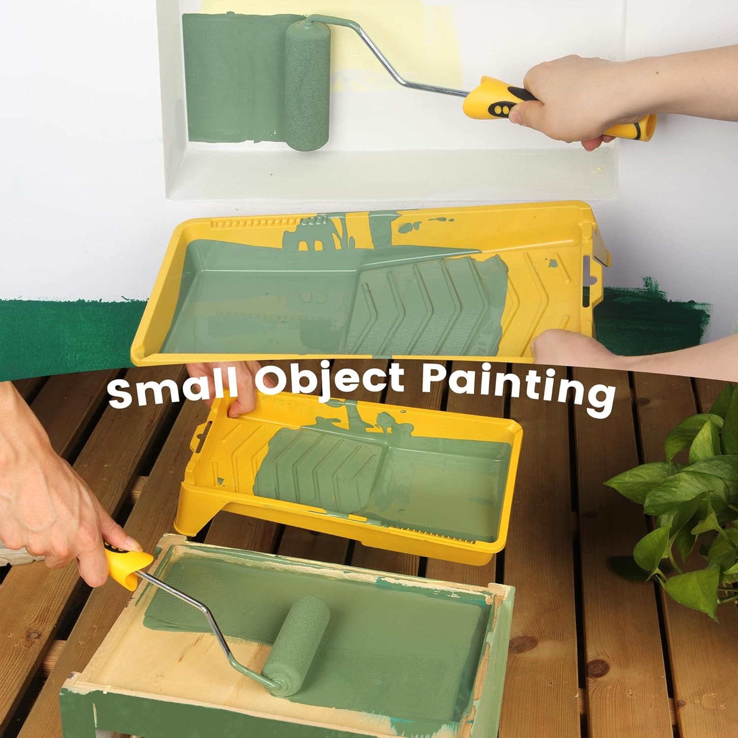 VOOMEY Foam Paint Roller,Small Roller Kit, Mini 8pcs, Yellow 