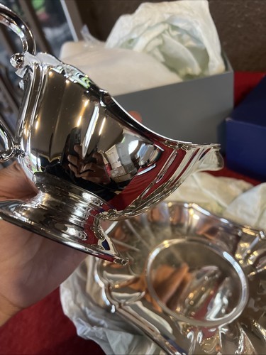 Vintage GORHAM HERITAGE Silver Plate GRAVY SAUCE BOAT & TRAY YH-17-1 w/Box - Bild 10 von 12