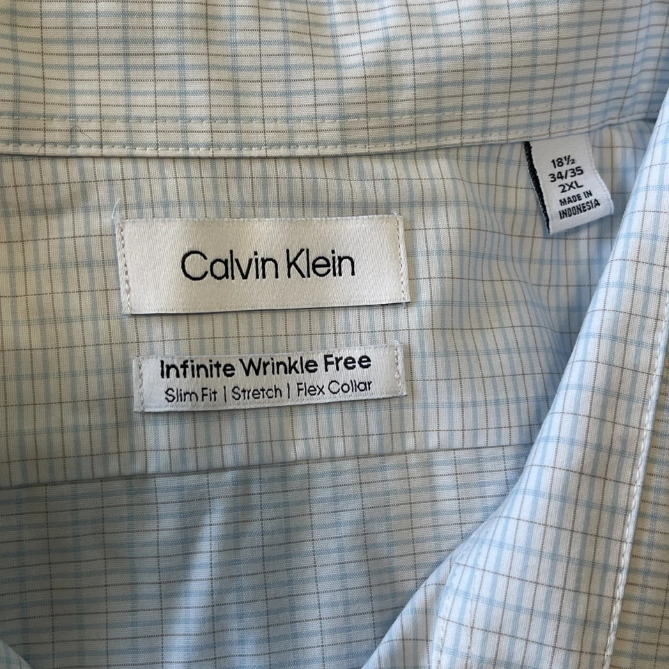 Calvin Klein Men's light Blue Infinite Wrinkle Free Slim Fit Shirt - 18.5x34/35 - Image 2 of 4