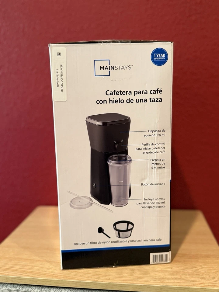 Mainstays MS54100125661 Single Serve Iced Coffee Maker w/ Tumbler, Lid, & Straw - Image 4 of 4