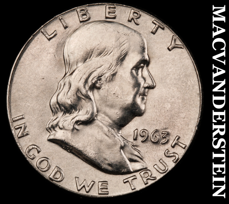 1963 Silver Franklin Half Dollar - Choice Gem Brilliant Unc+++  Lustrous  #M638