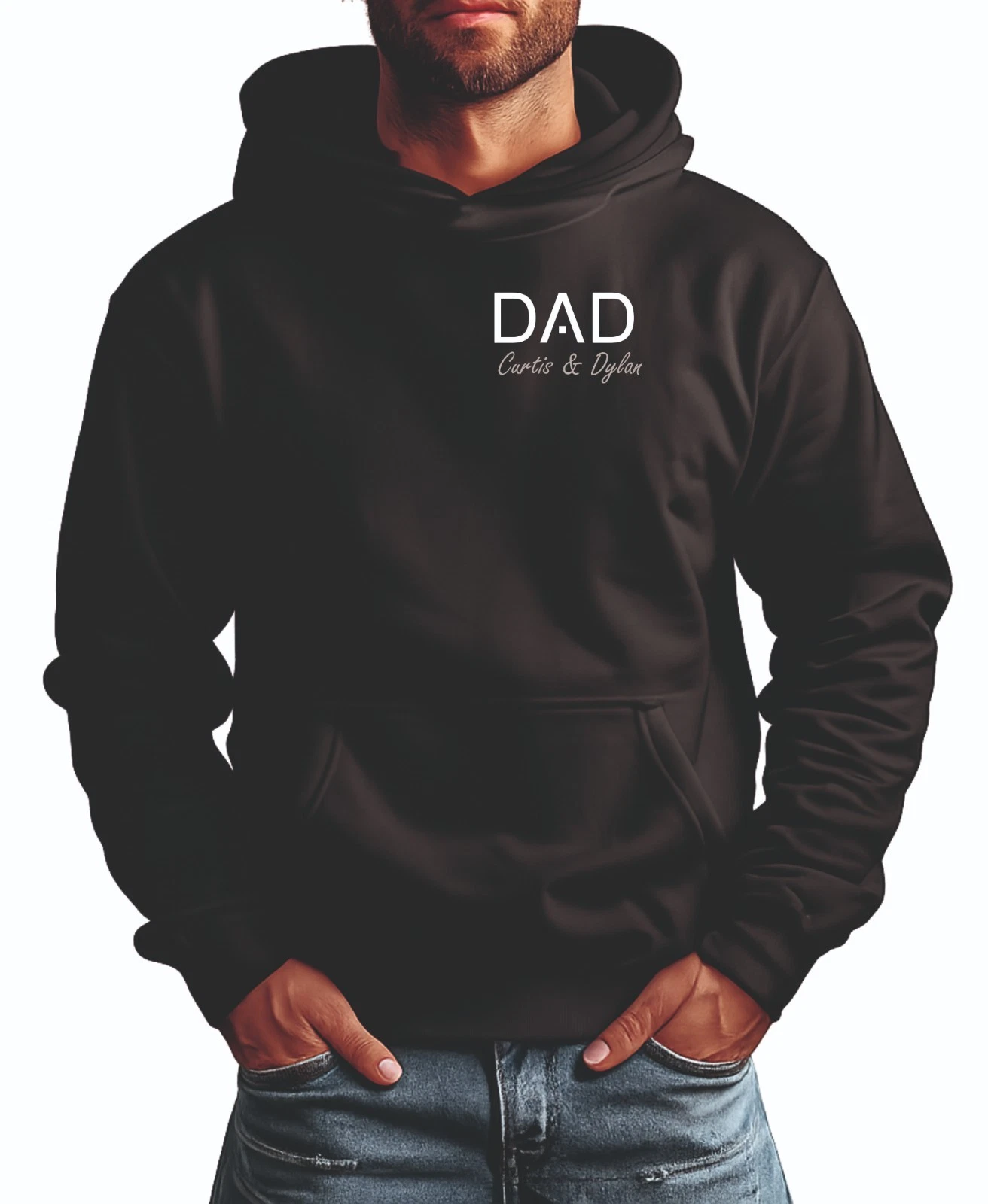 Personalised Papa Hoodie, Custom Dad hoodie with Names, Dad Papa Present (DG3N)