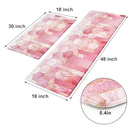 Marble Kitchen Rugs Set of 2 Kitchen Mats for Floor Anti Fatigue Mats for - Picture 3 of 8