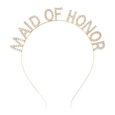 Gold MAID OF HONOR Headband Bachelorette Party Decorations MAID OF HONOR- Gold