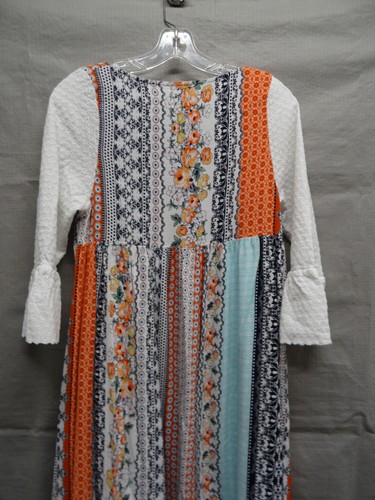 Kori America Kleid Damen klein Boho Patchwork Blumen Glockenärmel Tunika - Bild 7 von 8