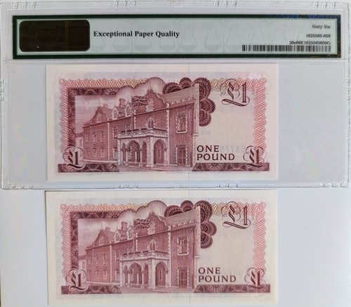 2er Set, Gibraltar 1988 1 Pound PMG66 EPQ+UNC Note QEII British Administration - Bild 2 von 6