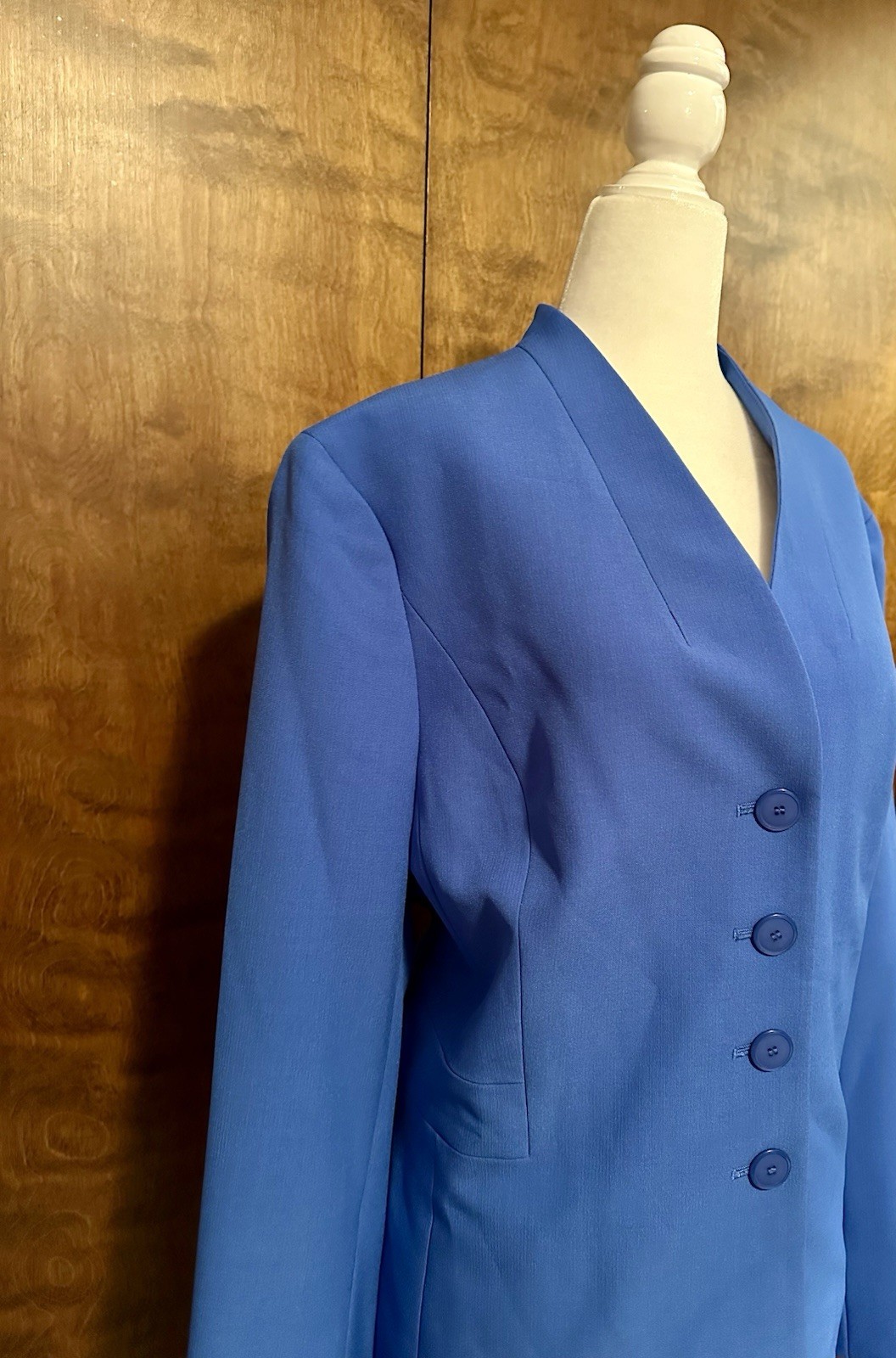 Le Suit Stand-Collar Pencil Skirt Suit Set w/ Blazer Womens 18 Cornflower Blue