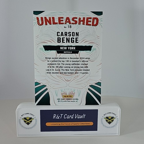 2025 Donruss Unleashed Carson Benge Pink Ice /99 #18 New York Prospect Rookie - Picture 2 of 3