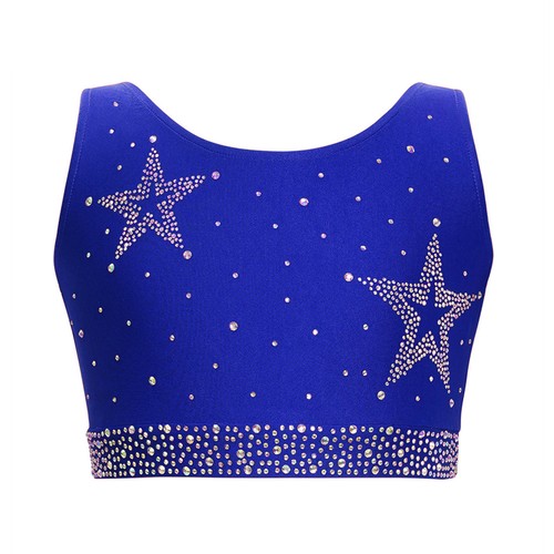 Kinder Mädchen Shirts Lyrical Weste Ballett Crop Tops Strass U-Ausschnitt Training Yoga - Bild 54 von 58