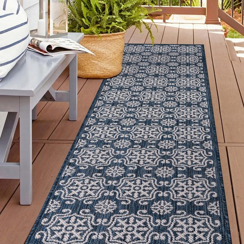 Rugshop Out Door Rugs Transitional Geometric Outdoor Rug Runner Washable Rug 2x7 - Picture 8 of 11