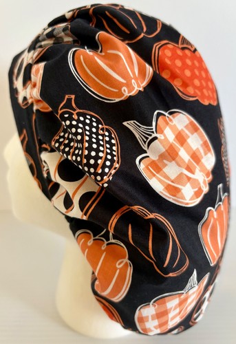 Fun Fall Pumpkin Print Scrub Hat Small Bouffant Medical Surgery Hat - Picture 4 of 6