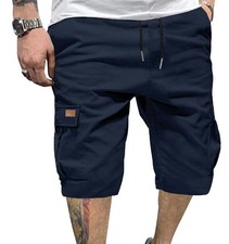 Men's Casual Cargo Shorts Classic Stretch Waist Drawstring Outdoor Work Shorts w