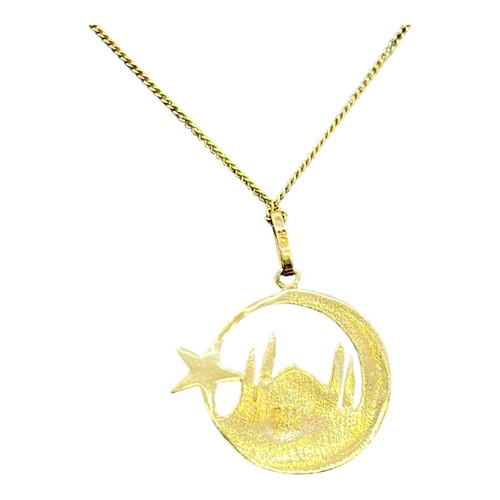 9ct 9K Yellow Gold Islamic Star, Moon + Mosque Charm Pendant 2.30 Grams. New - Bild 3 von 7