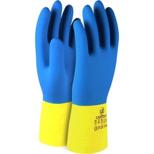 HEAVY DUTY CHEMICAL GLOVES.DOUBLE DIPPED.RUBBER GLOVES.CLEANING,ACID,ALKALI.FOOD - Picture 2 of 2