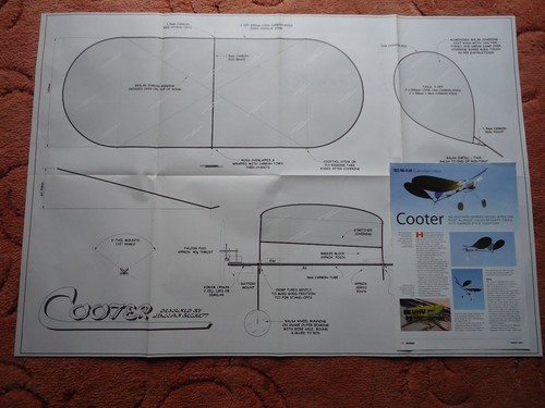 RCM&E Plans of the Cooter Aug 2006 a lightweight indoor model 20.5" wingspan