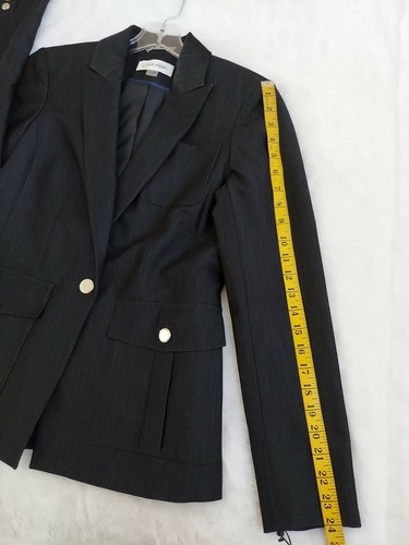 Calvin Klein Size 4 Women Long Sleeve Jacket Blue (Indigo) Button Pockets Blazer - Picture 9 of 12
