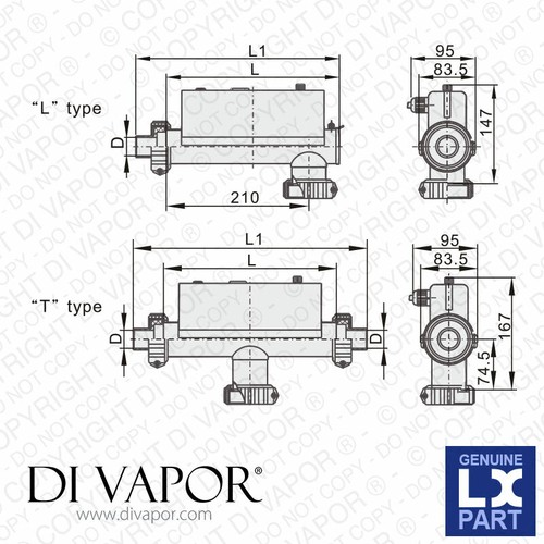LX H30-R1 I2 Water Heater 3000W (3kW) *LONG VERSION* I Shape - 230V/50Hz Spa - Picture 4 of 9
