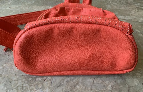 Steve Madden Mini Backpack Orange Red Gold Accent Zippers - Picture 9 of 11