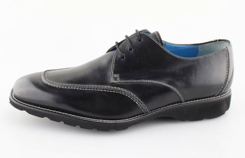 Men's MICHAEL TOSCHI 'SL2' Black Leather Apron Toe Oxfords Size US 8 - D - Picture 2 of 6