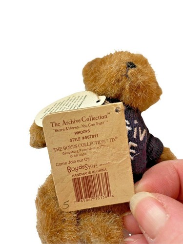 New Boyds Bears Mini WOOPS FORGIVE ME Blue Shirt 567011 Archive Collection RARE - Picture 7 of 8