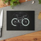 Futuristic Bicycle Glass Cutting Board, Minimalist Tech-Inspired Design
