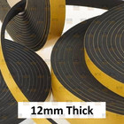 12mm Thick - Neoprene Adhesive Backed Foam Sponge Strip Roll Tape 10mm to 100mm