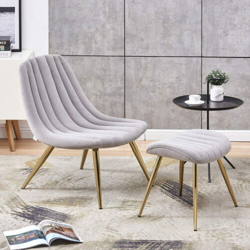 Bellamosa Modern Velvet Accent Chair Luxury Ottoman Stool Armchair Lounge Chair - Picture 3 of 29