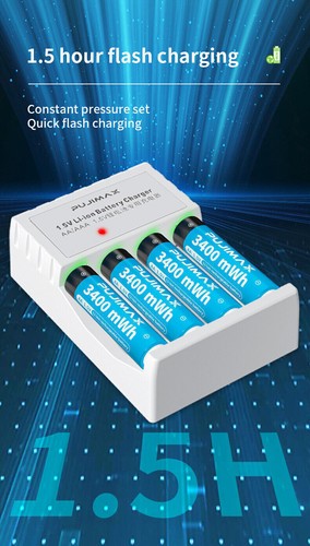 1.5V AA AAA Rechargeable Li-ion Batteries & Fast Lithium Battery Charger LOT - Picture 20 of 52