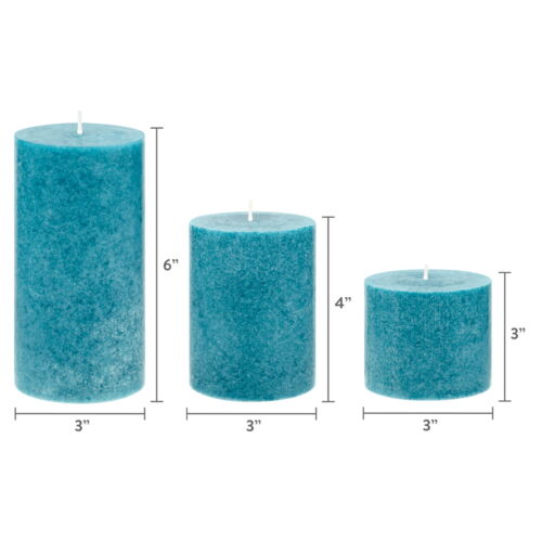 8.05lb Unscented Decorative Mottled Pillar Candles Home Decor Teal 3x3 3x4 3x6 - Picture 4 of 4