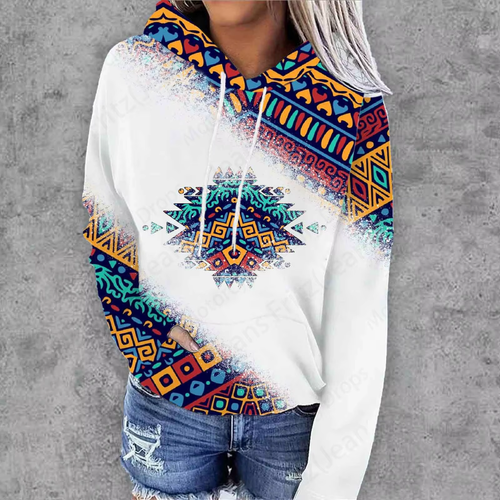 Vintage Pattern 3D Print Hoodie Women Fashion Oversized Ethnic Style Hoodies Wom - Picture 10 of 27