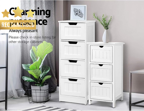 4 Drawer Dresser Chest Tallboy Storage Cabinet Bedroom Furniture White - Picture 8 of 12