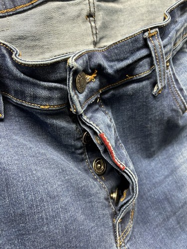 Dsquared2 Jeans Mens 35x32 Blue Slight Distressed Button Fly Medium Wash - Afbeelding 17 van 18