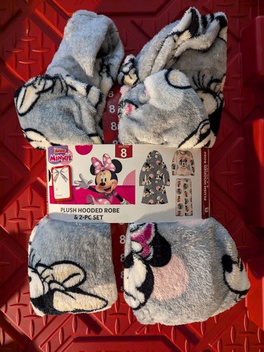 Disney Junior Minnie Mouse plush hooded robe & 2 pc set multicolor 8 NWT - Picture 2 of 6