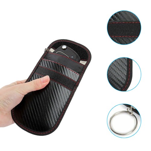 Car Accessories Key Signal Blocker Case Key Fob Pouch Keyless RFID Blocking Bags - Foto 2 di 12