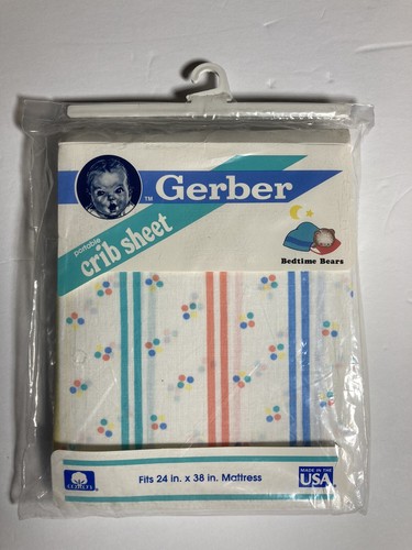 Vtg 80s Gerber Crib Set 24x38” Mini Crib Sheets Pillowcases New Old Stock - Picture 3 of 11