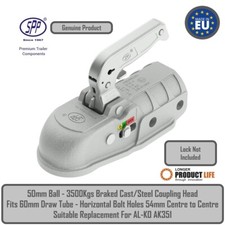 Trailer 3500Kgs Cast Steel Braked Coupling Head Fits AL-KO AK351 and Others