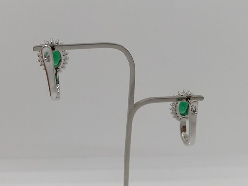 ORECCHINI BOTTONE A MONACHELLA CON CRISTALLO VERDE E ZIRCONI ARGENTO 925 (0424) - Foto 5 di 10
