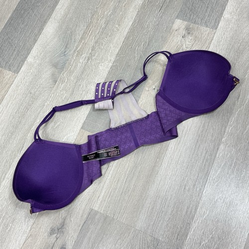 Victorias Secret Bra 32D Purple Sexy Illusions Front Close Seamless Push Up Race - Picture 8 of 11