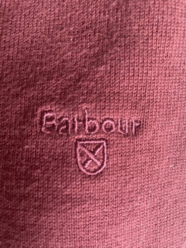 Barbour Mens Red V Neck Jumper Sweater Size Medium M - Picture 3 of 3