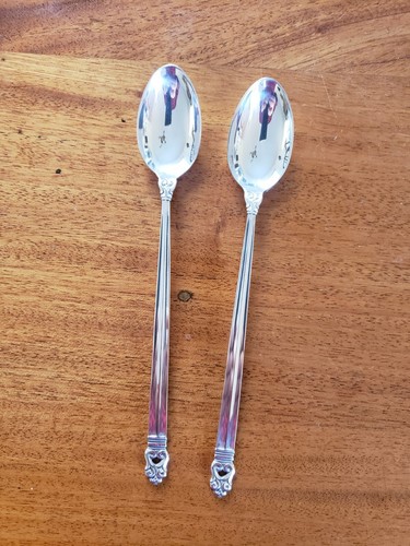 Royal Danish Pattern Iced Tea Spoons Sterling Silver Pair Unused
