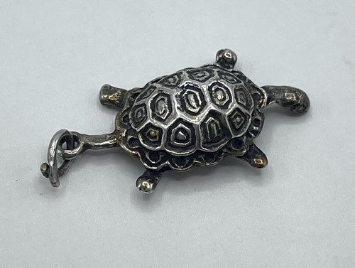 925 Sterling Silver Retro Charm Pendant Terrapin Turtle Animal Nature 3D - Picture 7 of 15