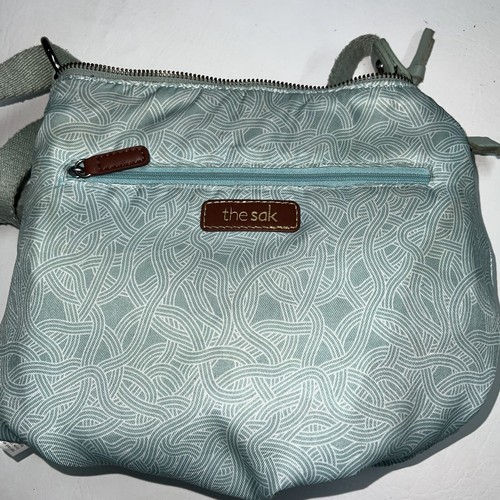 The SAK  Leather Crossbody Bag Purse Lucia Gray Shoulder Guitar Strap Womens - Afbeelding 4 van 7