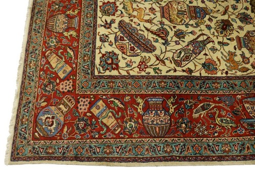 Semi-Antique Hand-Knotted Cream Pictorial Oriental Rug Home Decor 10X14 ft - Picture 9 of 23