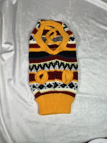 Dog Jumper Sweater Orange Multi Coloured Patterned Size Small 40 Cm Slip On New - Picture 1 of 4