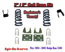 3" / 5" Drop Lowering Kit Coils FOR 1994 - 2001 Dodge Ram 1500 V8 EXT Cab 2WD
