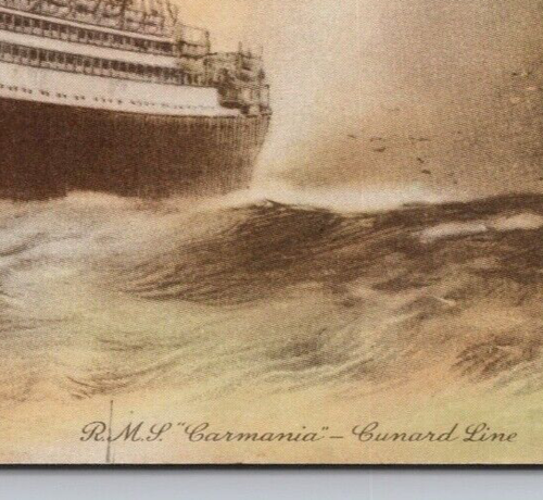 RMS Carmania - Cunard Ozeandampfer, Dampfschiff Passagier & Royal Navy 1. Weltkrieg Postkarte - Bild 5 von 6