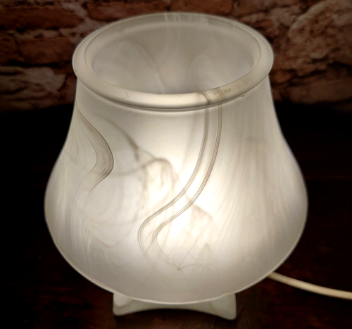 Fischer Leuchten 70er Jahre Tischlampe Pilzlampe Mushroom massives Glas in Weiß - Bild 6 von 16