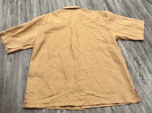 Daniel Elissa Men’s Mustard 100% Woven Linen Short Sleeves Button Up Shirt 2XL - Picture 4 of 13