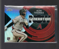 Alek Thomas Rookie Card 2022 Topps Chrome Update Generation NOW Refractor GNC-14. rookie card picture