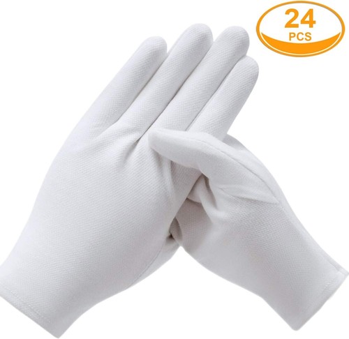 12 Pairs White Cotton Gloves Dry Hands Moisturizing Eczema SPA Costume Serving - Picture 8 of 9